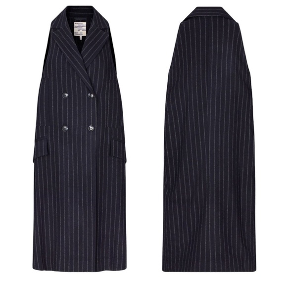 Baum Und Pferdgarten | NWT Darla Wool Blend Coat in Navy Pinstripe - Size Small - Picture 3 of 15